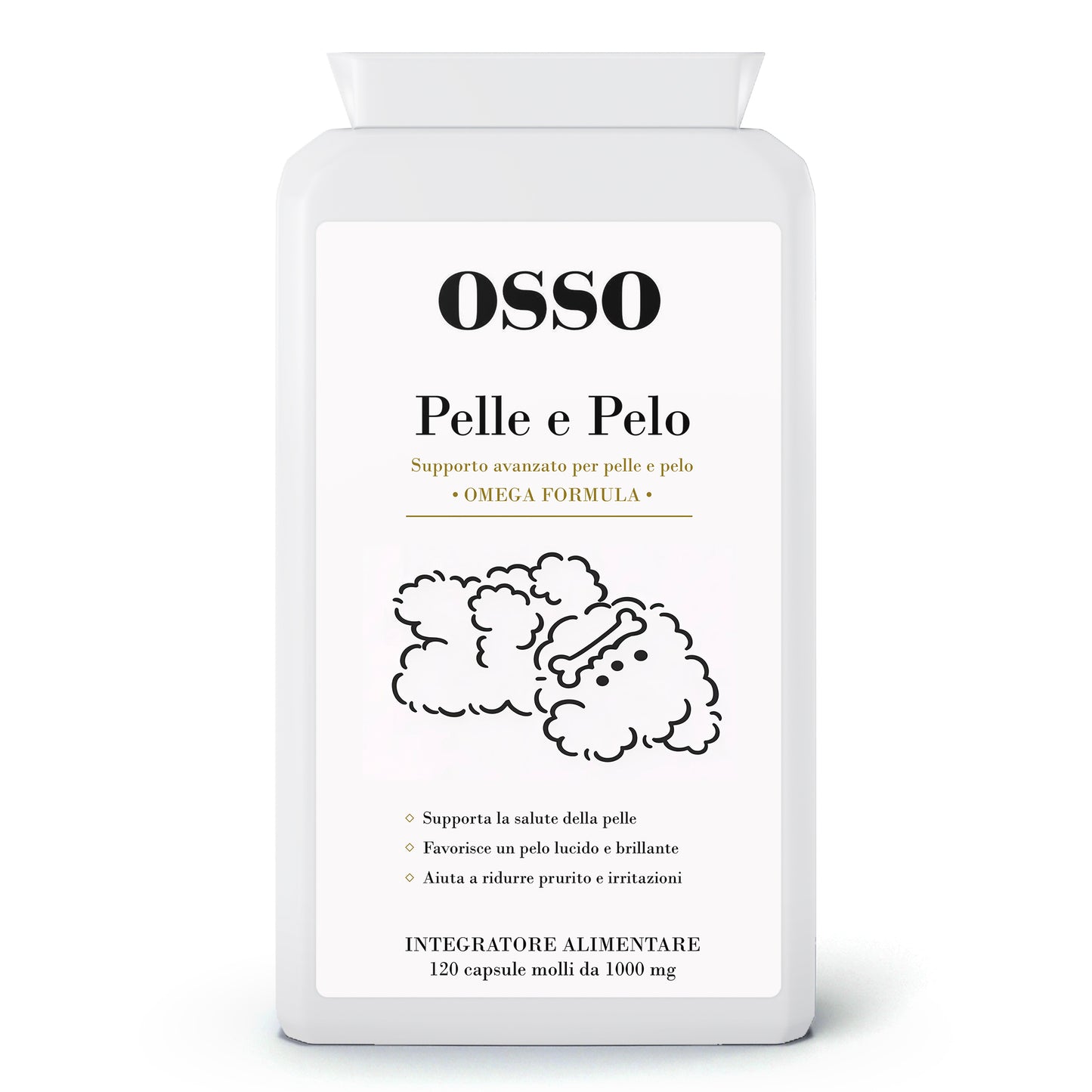 Integratore OSSO pelle e pelo Omega per animali domestici - 120 capsule molli