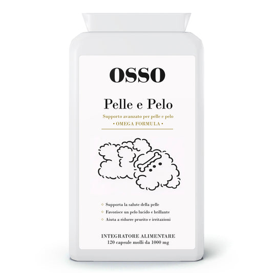 Integratore OSSO pelle e pelo Omega per animali domestici - 120 capsule molli