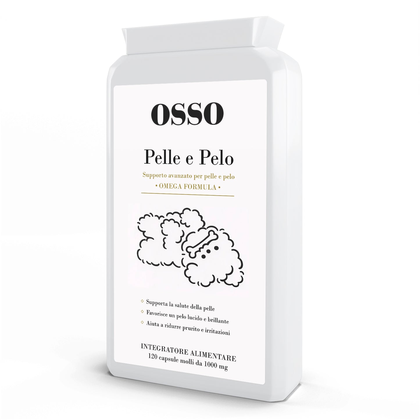 Integratore OSSO pelle e pelo Omega per animali domestici - 120 capsule molli